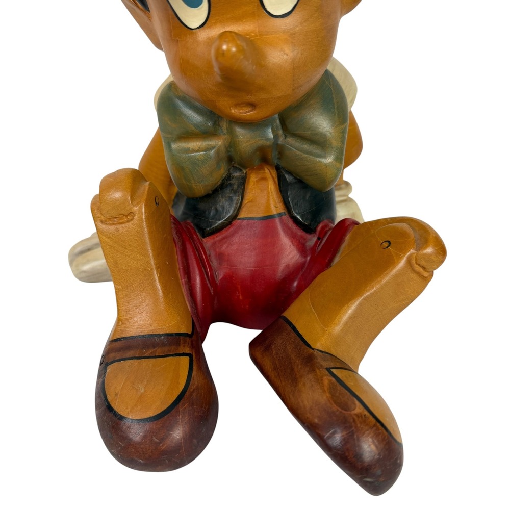 Vintage Walt Disney Productions Pinocchio Figurine Faux Wood Grain 11 Inch USA - Picture 6 of 12